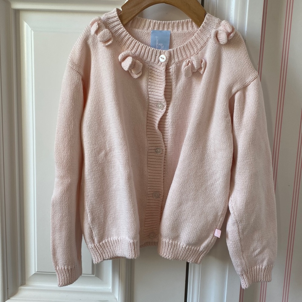 Girls Size 8 Bella Bliss Pink Cotton Cardigan with Bows